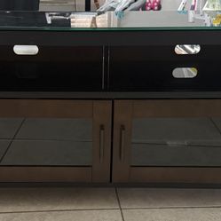 TV Stand Wood With Glass Top