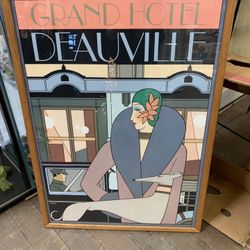 Pair Of VINTAGE art Deco Glass Framed Pictures