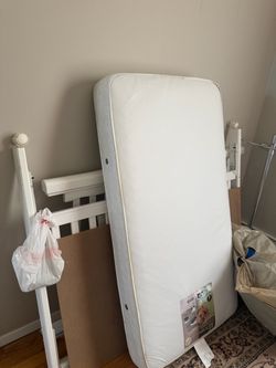 Crib Mattress with White Crib Frame