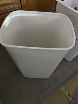 White Plastic Wastebasket Trash Can