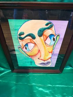 Cool Water Color Surrealist, Abstract Mixed Portrait