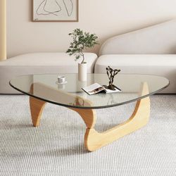Mid century Modern Noguchi Glass/Natural Woof Coffee Table