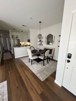 Dining chairs and bench