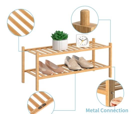 2 Tier Bamboo Shoe Rack