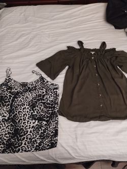 Set of clothes for the price of one; Green shirt 2X & animal print XL