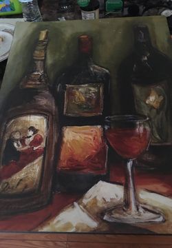 Beautiful picture a little damage in the back but u can't tell if u hang it up $15 as is it's a beautiful painting but I have no room in the house