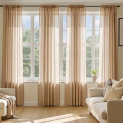 Brown Sheer Curtains Set 90”