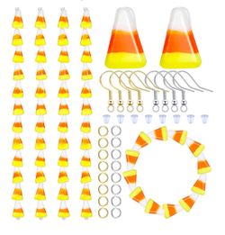 Halloween Glass Candy Corn Beads and Earrings Jewelry