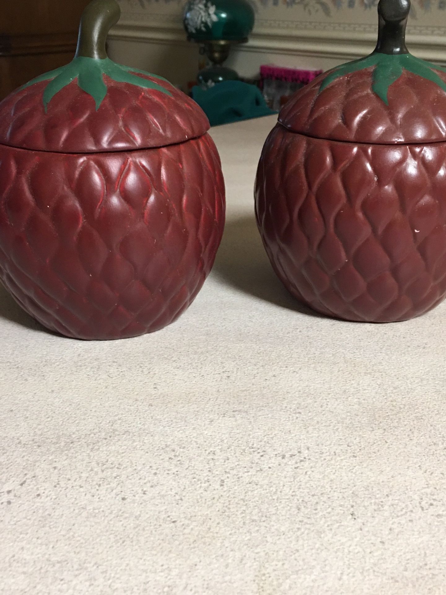 Large Candles In Ceramic Strawberry NEW