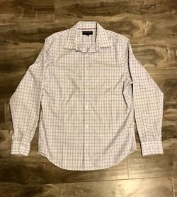 Men’s Purple Plaid Banana Republic Long Sleeved Buttoned Down Dress Shirt