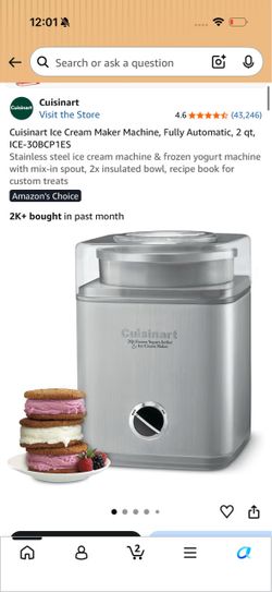Cuisinart 2Qt Ice Cream Maker ICE-30BCP1ES