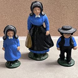 Him Painted Cast Iron Metal AMISH Family Figurines Mom  So 