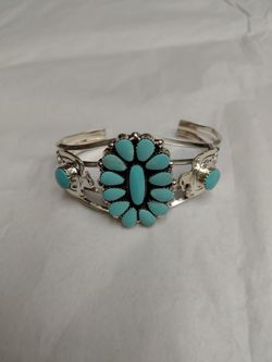 Jimmy Garcia Navajo Sterling Silver Turquoise Bracelet Cuff
