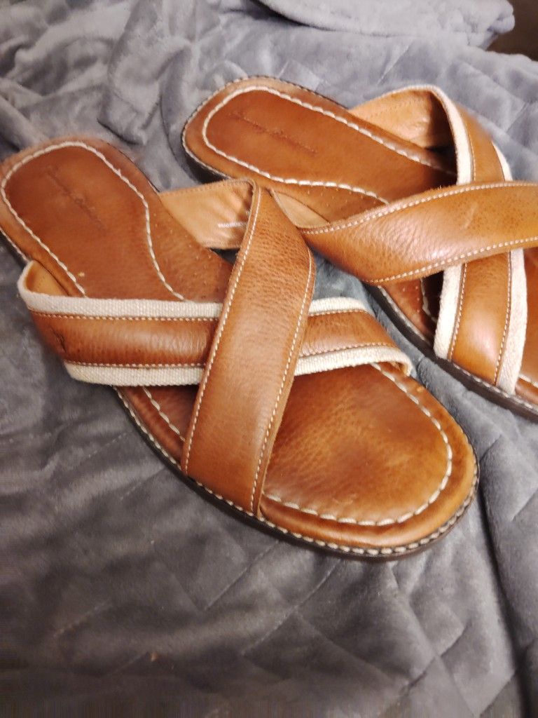 Tommy Bahama Sandals Anchors Away Mens 12D Chestnut Brown Leather Sandals