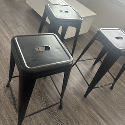 3 black Bar Stools 