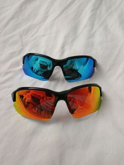 TWO NEW CONDITION POLARIZED COLOR MIRRORED GLASSES SHADES