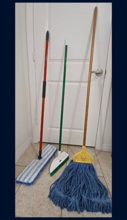 Slightly used. Mop, duster and brush