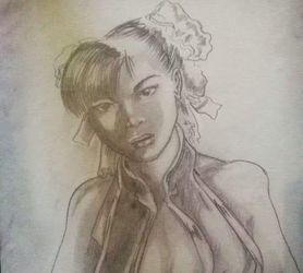 Pencil illustration of the iconic character Chun-Li