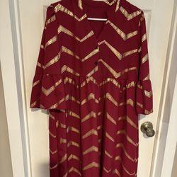 SHEIN Red Dress with Gold Accents