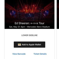 4 Lower End Tickets Ed Sheeran Atlanta Mercedes Benz Stadium 5/27/23 Section 131