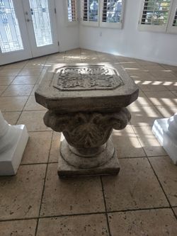 Stone Carved Pedestal Side Table