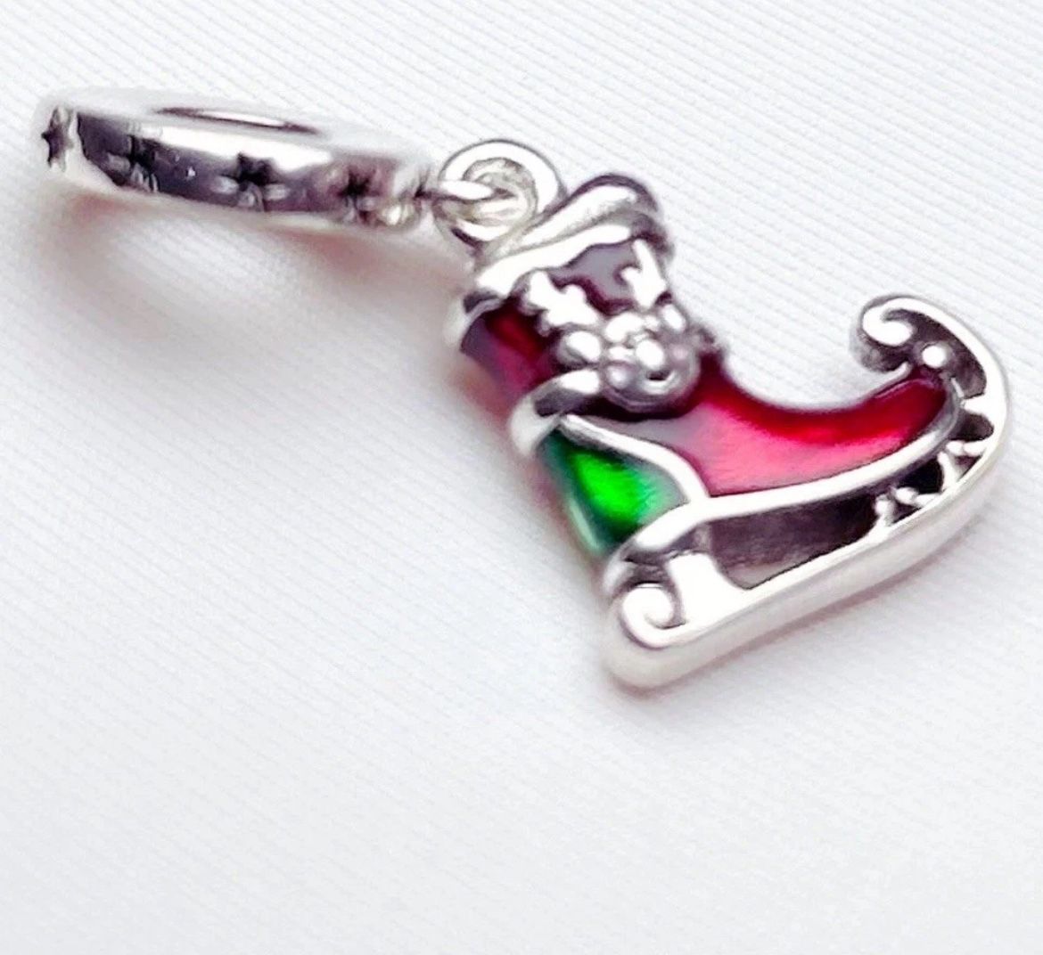 SILVER 835 ALLOY Christmas Ice Skate Dangle Charm