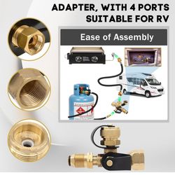 Propane Tank Brass 4 Port Tee Kit 5ft And 12ft Hose Adapter Rv Camping