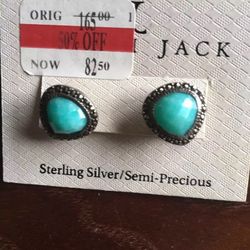 TURQUOISE EARRINGS Blue-green. Semi Precious Stone, Sterling silver. Retail $165