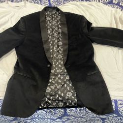 Size Medium black velvet tuxedo jacket