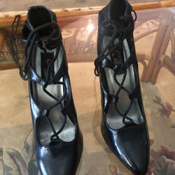 Lace Up Black Heels