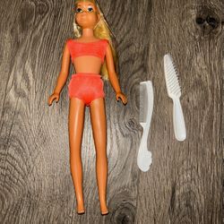 Vintage Malibu Skipper Barbie Doll Mattel Twist N Turn Original Orange Suit