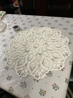 27” adorable white Handmade Crochet Pineapple Doily