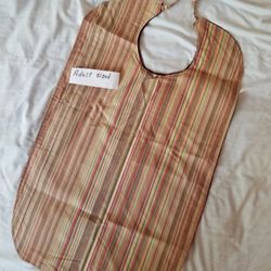 Adult size bib earth tone stripes maroon corduroy handmade