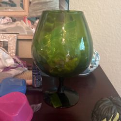 Antique Wine Goblet Color Green Made In Ital