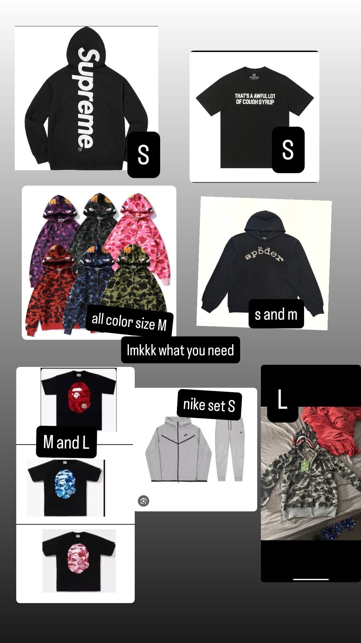 bapes, spider, techs, supreme