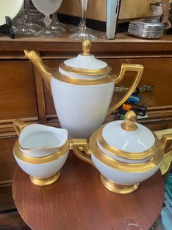 Antique gold gilt tea set teapot sugar creamer