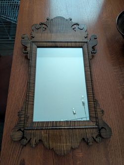 Vintage Handmade Tiger Maple Wooden Mirror