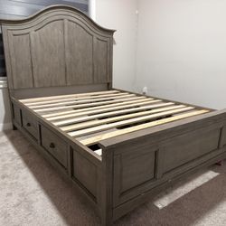 Beautiful Wood Bed Frame With Drawers