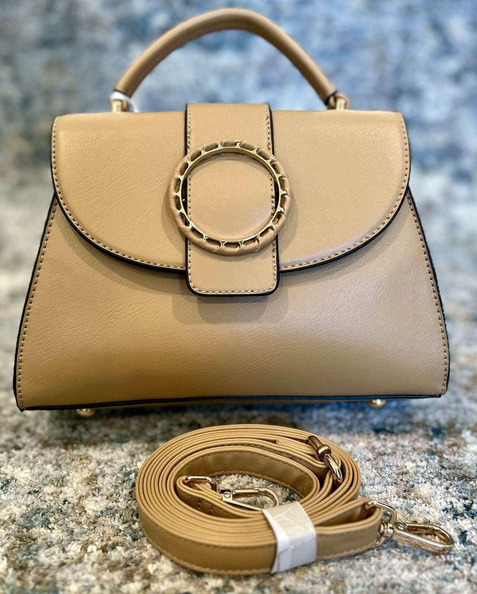 Beige Handbag With Detachable Strap