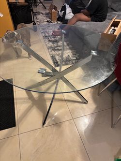 Round Glass Table With 4 Chairs