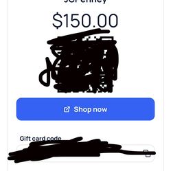JCPenney’s $150  E- gift card  for $100