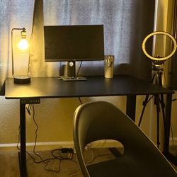 Electric Standing Desk, Black Wood, 48x24in