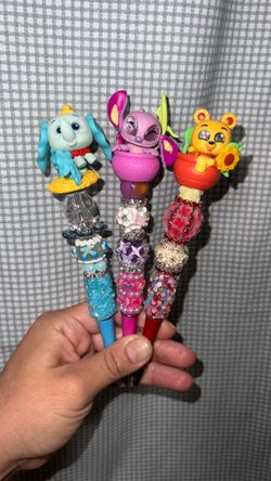 Dumbo, Angel, and Winnie the Pooh beaded pens