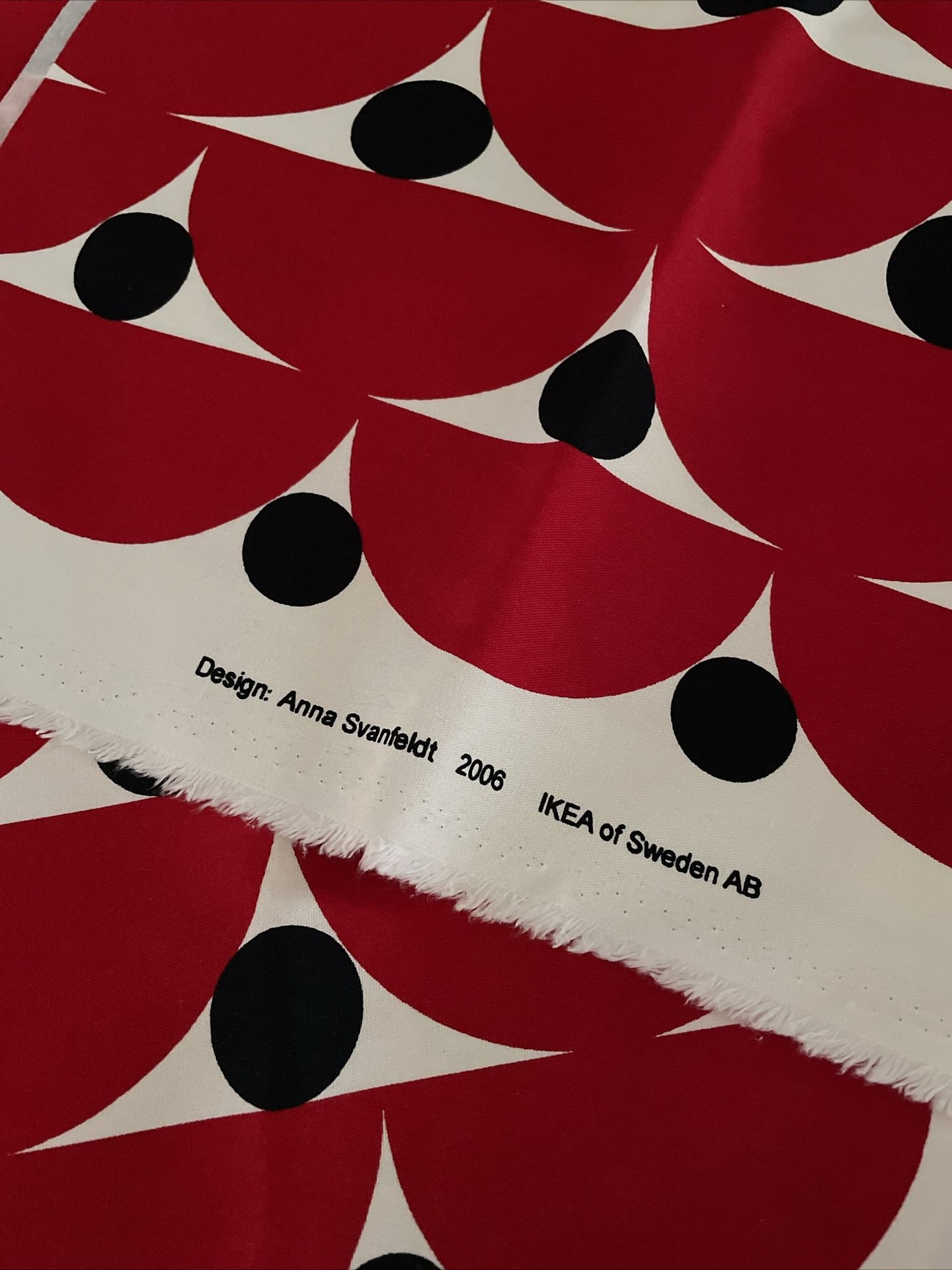 NEW Vintage Anna Svanfeldt Heavyweight Red & Black Fabric, 3-1/2 Yd