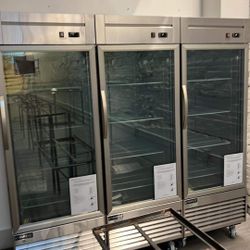Single Door Stainless Steel With Glass Door Refrigerator And Freezer