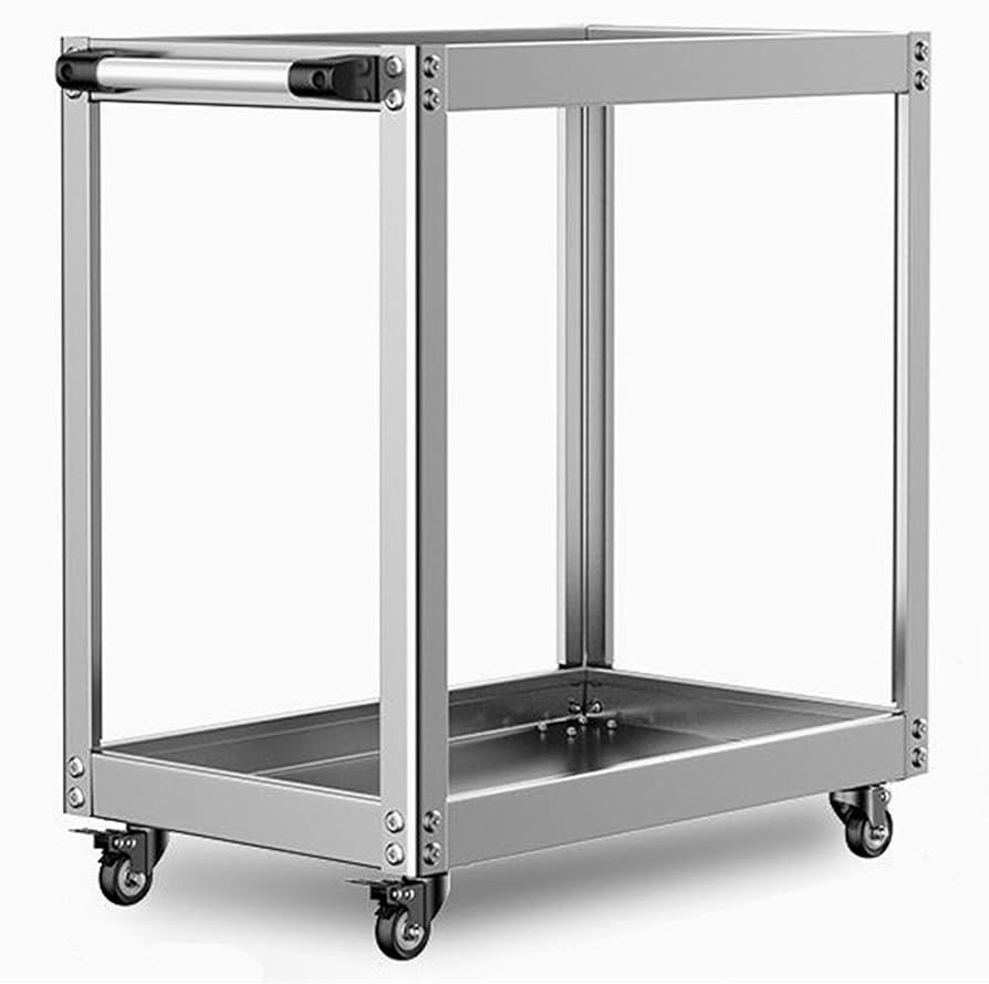 Stainless steel rolling tool cart, heavy-duty metal mechanic's trolley with wheels, large capacity tool organizer, workshop cart, for