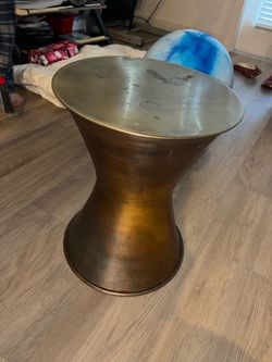 Gold Metal Hourglass Side Table