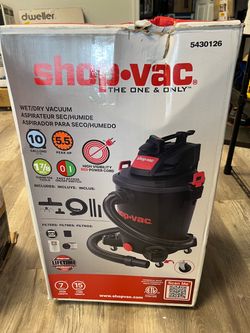 10-Gallon 5.5 HP Corded Wet/Dry Shop Vacuum with Accessories Included