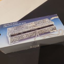 Vintage GODINGER Ornate Art Oblong Silverplated JEWELRY BOX