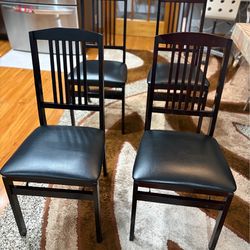 Set of 4 Black Dining Chairs with Padded Seats
